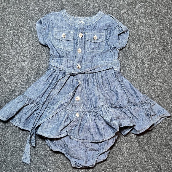Ralph Lauren Other - Ralph Lauren Short Sleeve Denim Dress with Diaper‎ Cover Girls 9 months